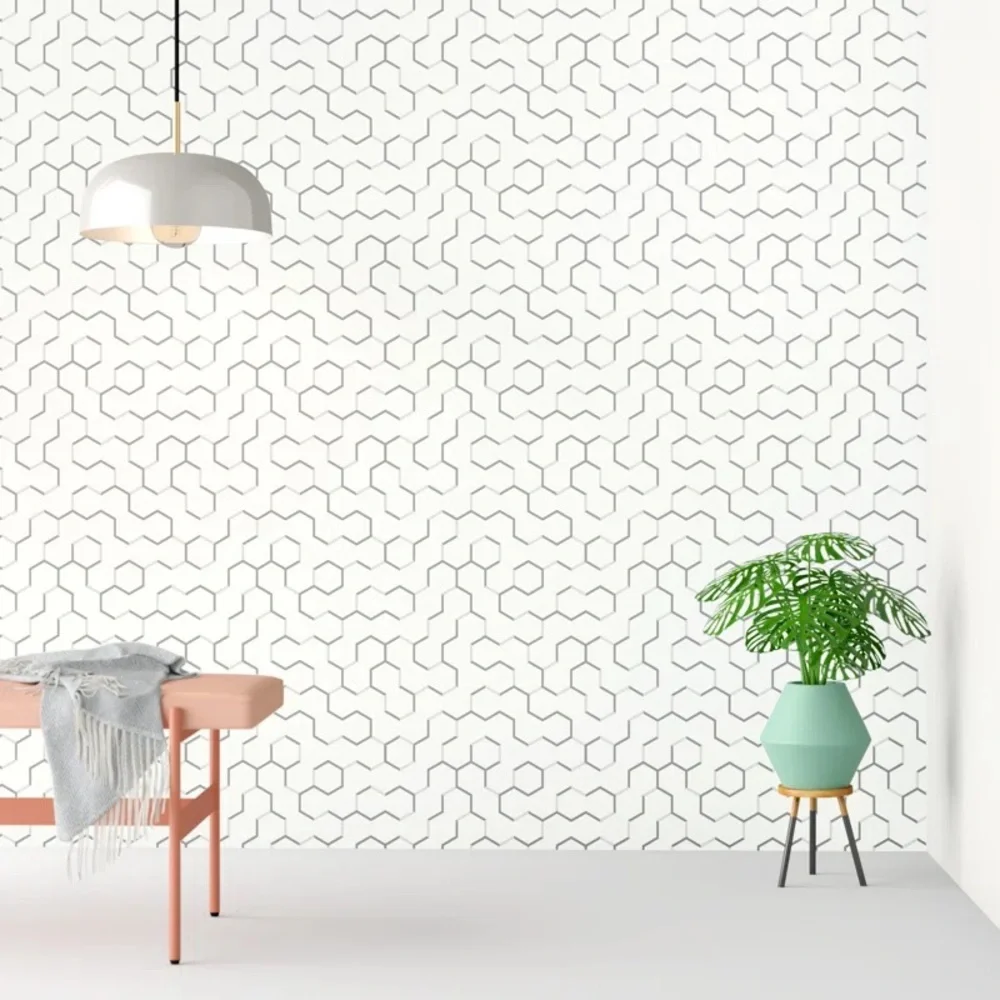 RoomMates Modern Geometric Peel and Stick Wallpaper Decor in Gray NWT